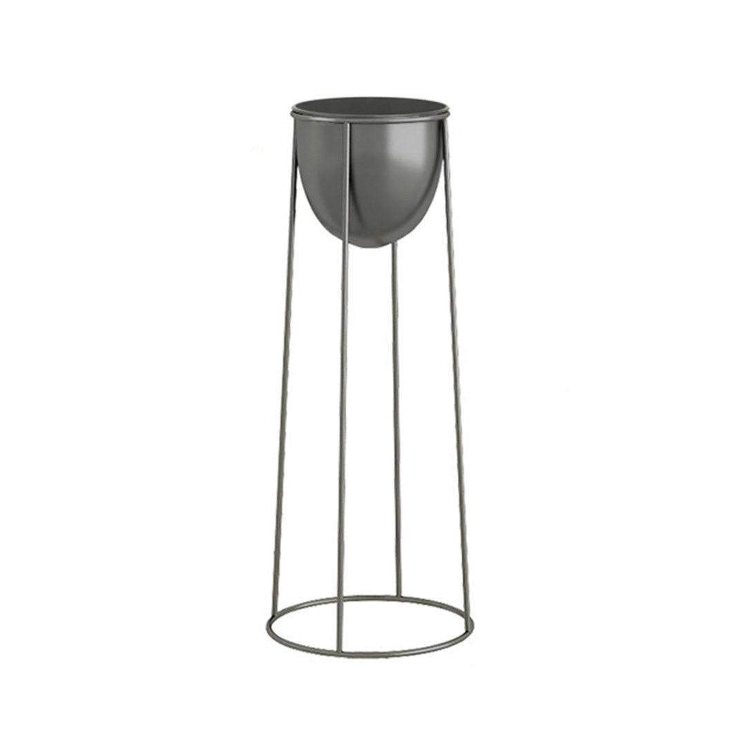 Soga 70cm Round Wire Metal Flower Pot Stand with Black Flowerpot Holder Rack Display