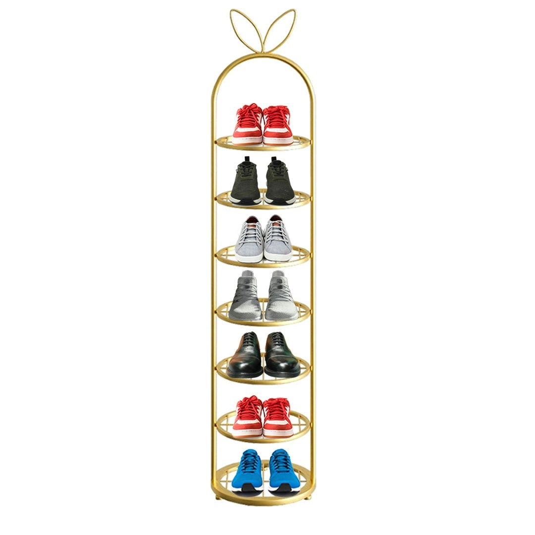 Soga 7 Tier Bunny Ears Gold Plated Metal Shoe Organizer Space Saving Portable Footwear Storage Shelf