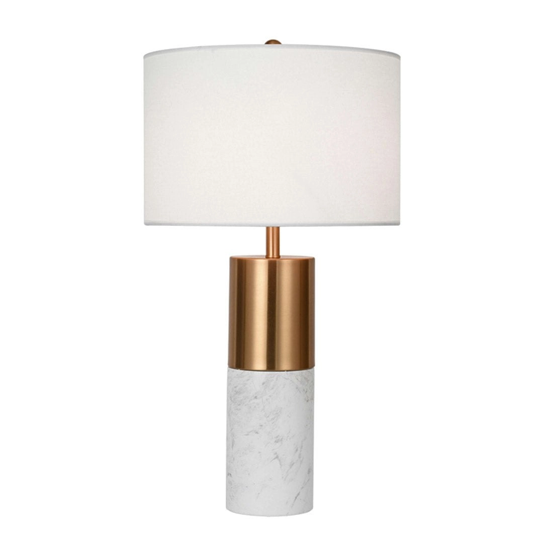 Soga 60cm White Marble Bedside Modern Desk Table Lamp Living Room Shade with Cylinder Base