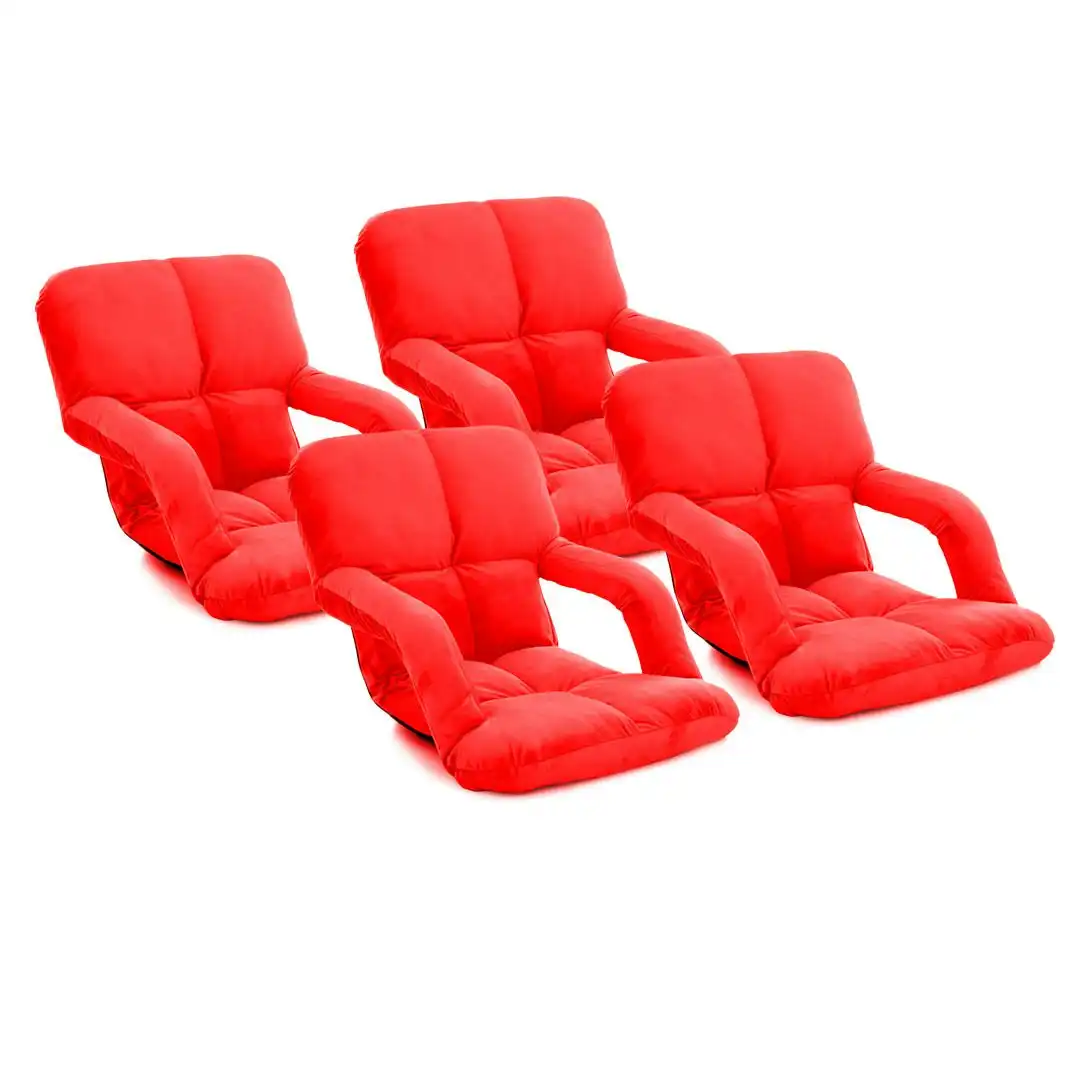 Soga 4X Foldable Lounge Cushion Adjustable Floor Lazy Recliner Chair with Armrest Red