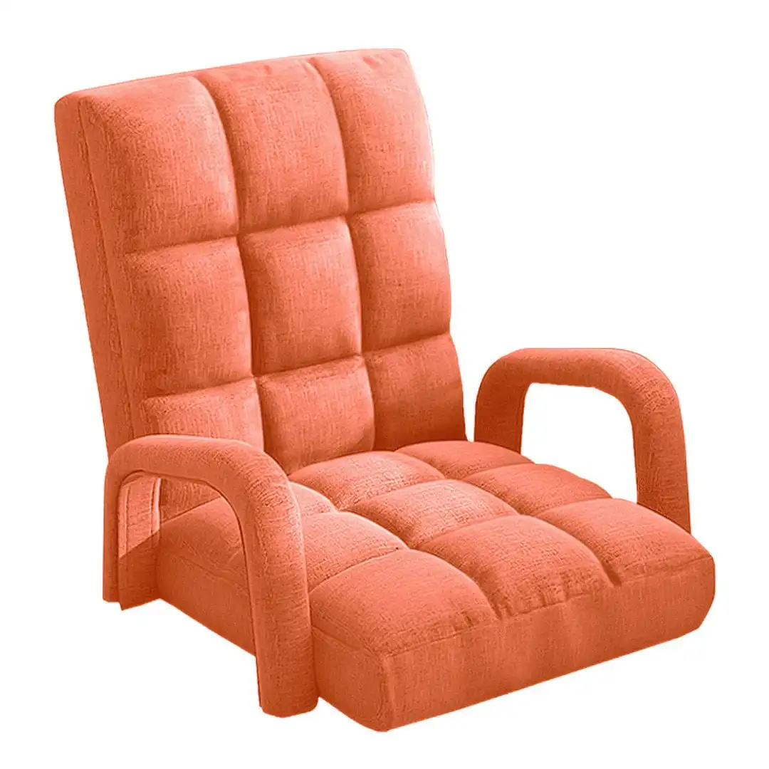 Soga Foldable Lounge Cushion Adjustable Floor Lazy Recliner Chair with Armrest Orange