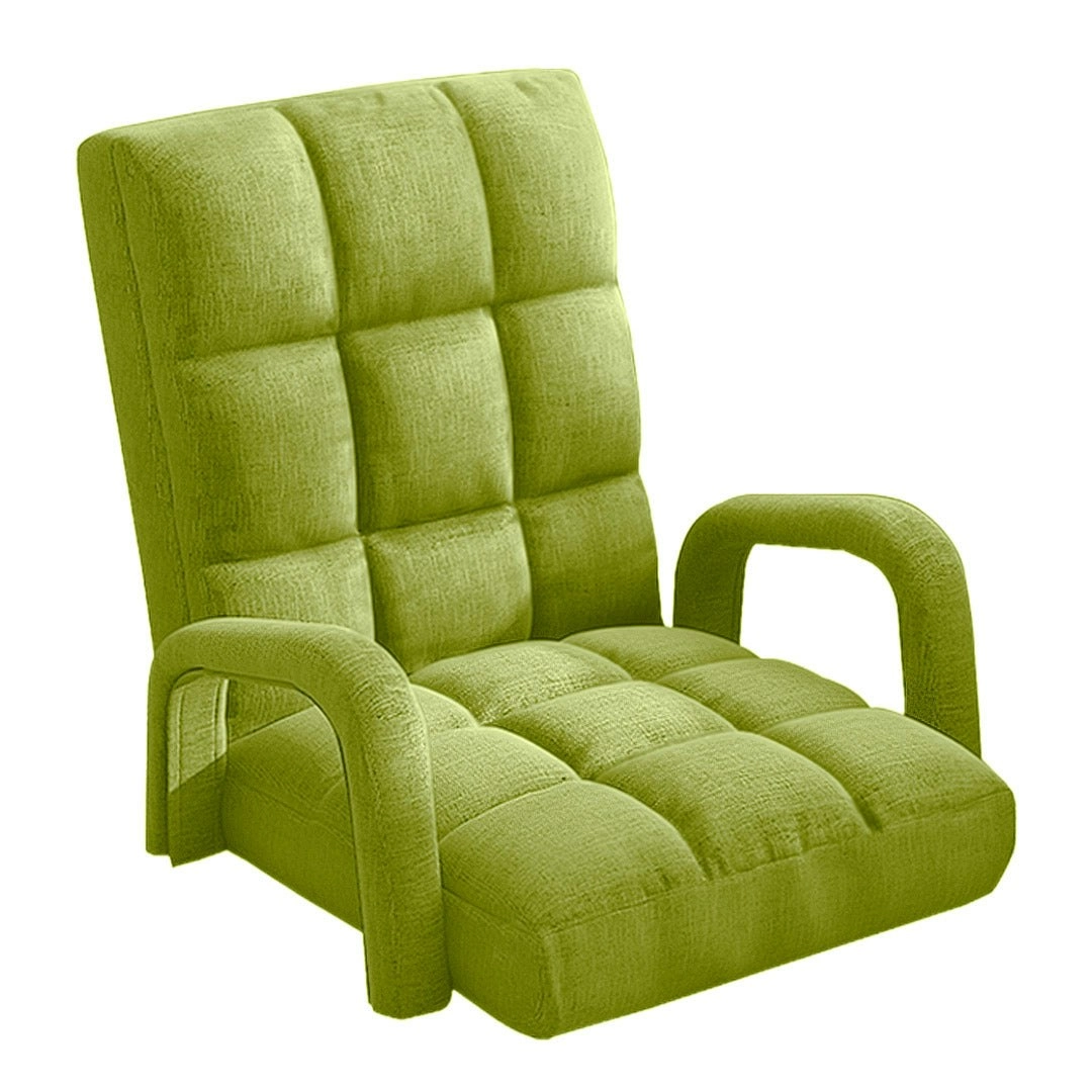 Soga Foldable Lounge Cushion Adjustable Floor Lazy Recliner Chair with Armrest Yellow Green