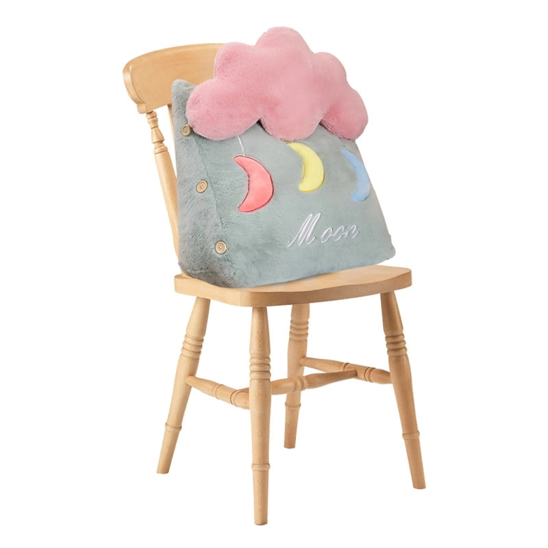 Soga Green Cute Moon Cloud Cushion Soft Leaning Lumbar Wedge Pillow Bedside Plush Home Decor