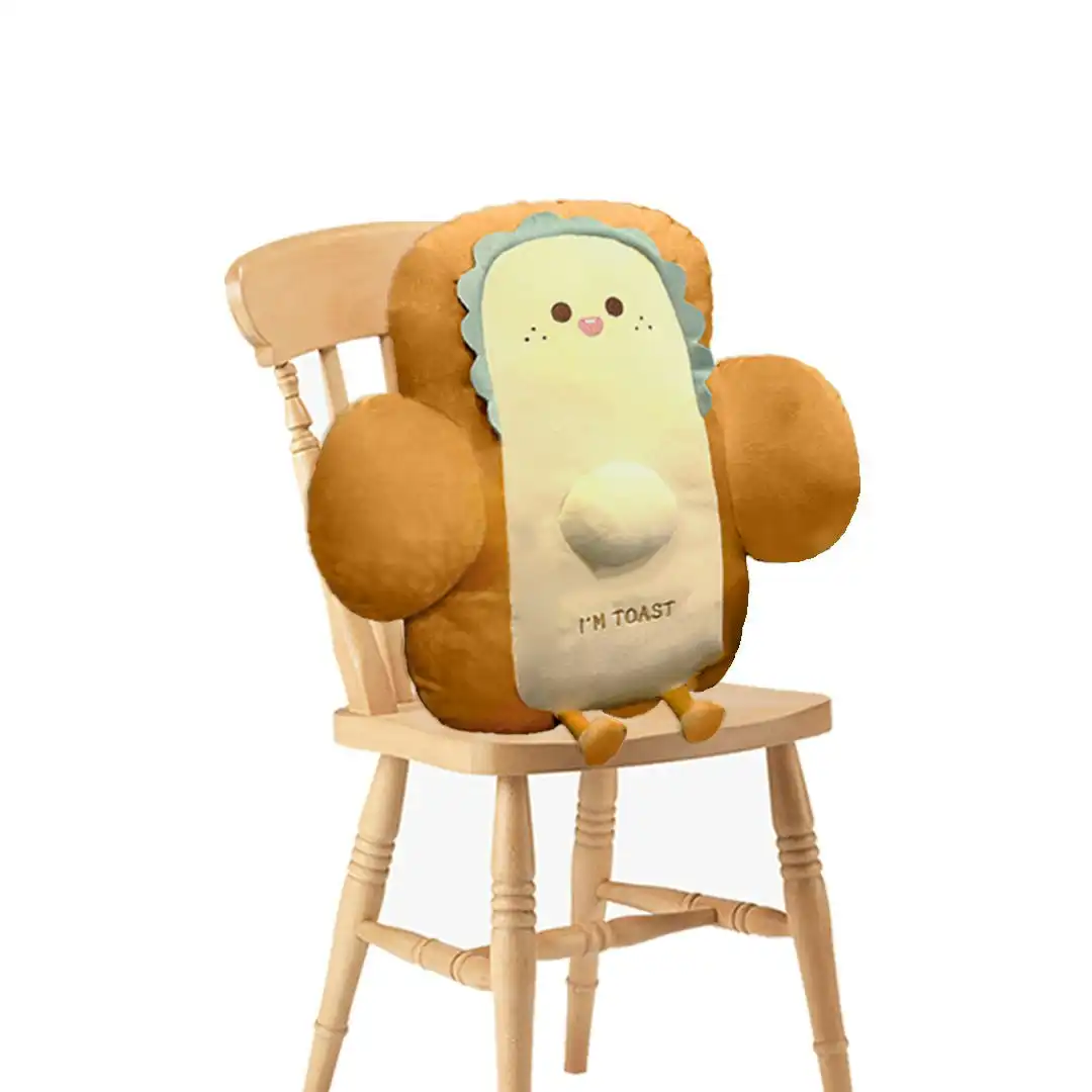 Soga 58cm Cute Face Toast Bread Cushion Stuffed Car Seat Plush Cartoon Back Support Pillow Home Decor