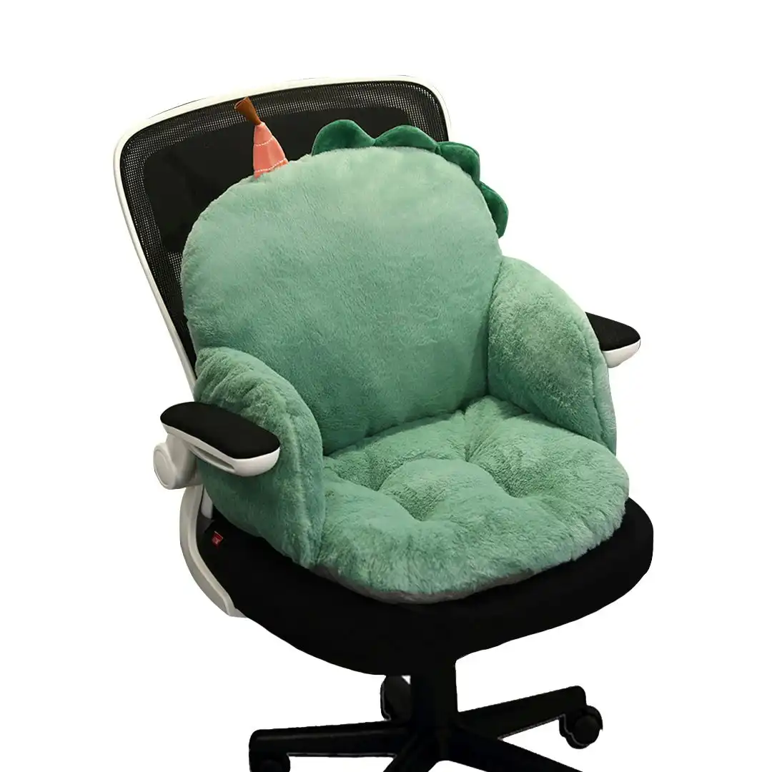 Soga Green Dino Shape Cushion Soft Leaning Bedside Pad Sedentary Plushie Pillow Home Decor