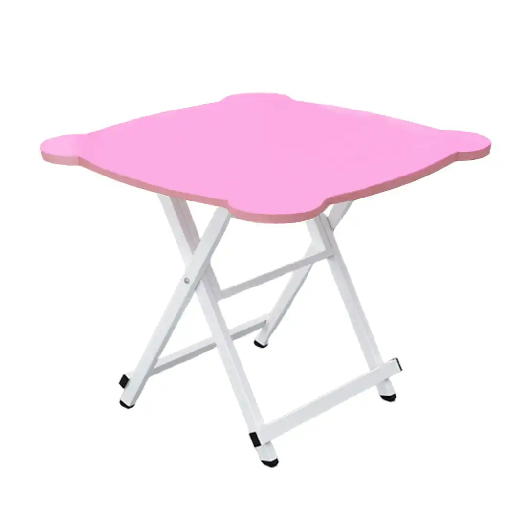 Soga Pink Minimalist Cat Ear Folding Table Indoor Outdoor Portable Stall Desk Home Decor