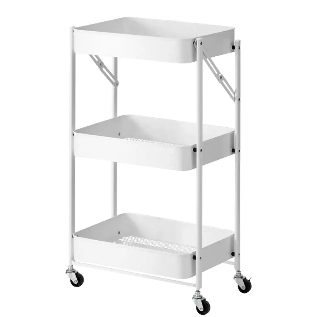 SOGA 2 Tier Steel Square Rotating Kitchen Cart Multi-Functional