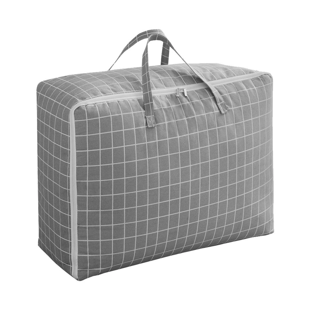 Soga Grey Plaid  Super Large Storage Luggage Bag Double Zipper Foldable Travel Organiser Essentials