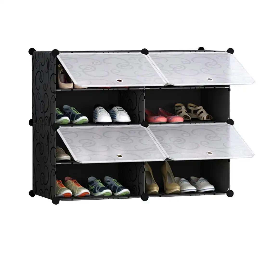 Soga 4 Tier 2 Column Shoe Rack Organizer Sneaker Footwear Storage Stackable Stand Cabinet Portable Wardrobe with Cover