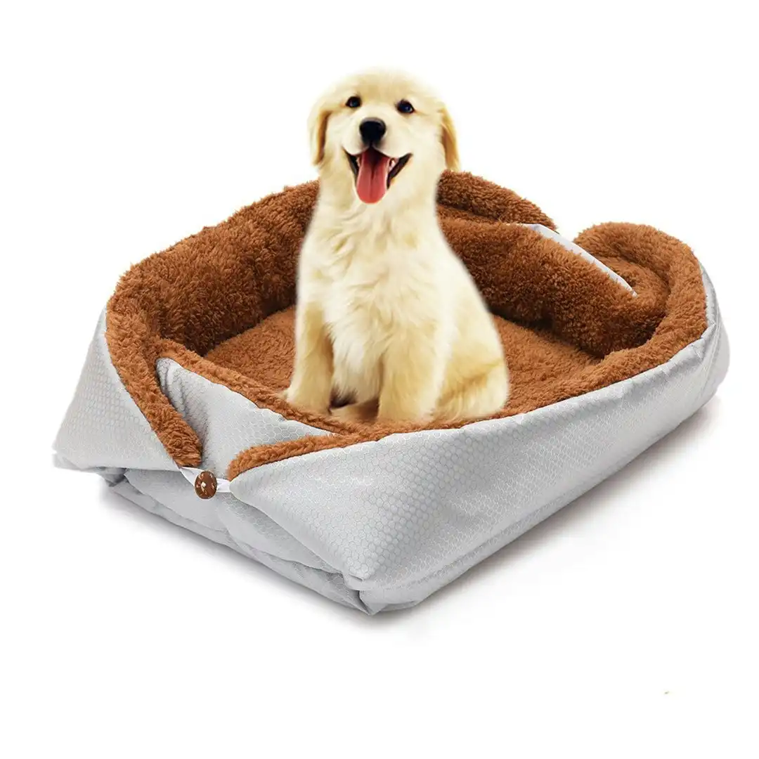 Soga Silver Dual-purpose Cushion Nest Cat Dog Bed Warm Plush Kennel Mat Pet Home Travel Essentials