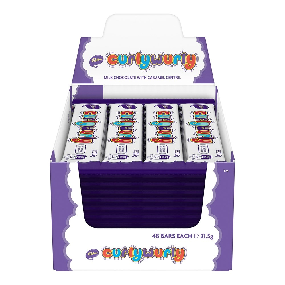 48pc Cadbury 21.5g Curly Wurly Milk Chocolate Caramel Confectionery Choco Bar