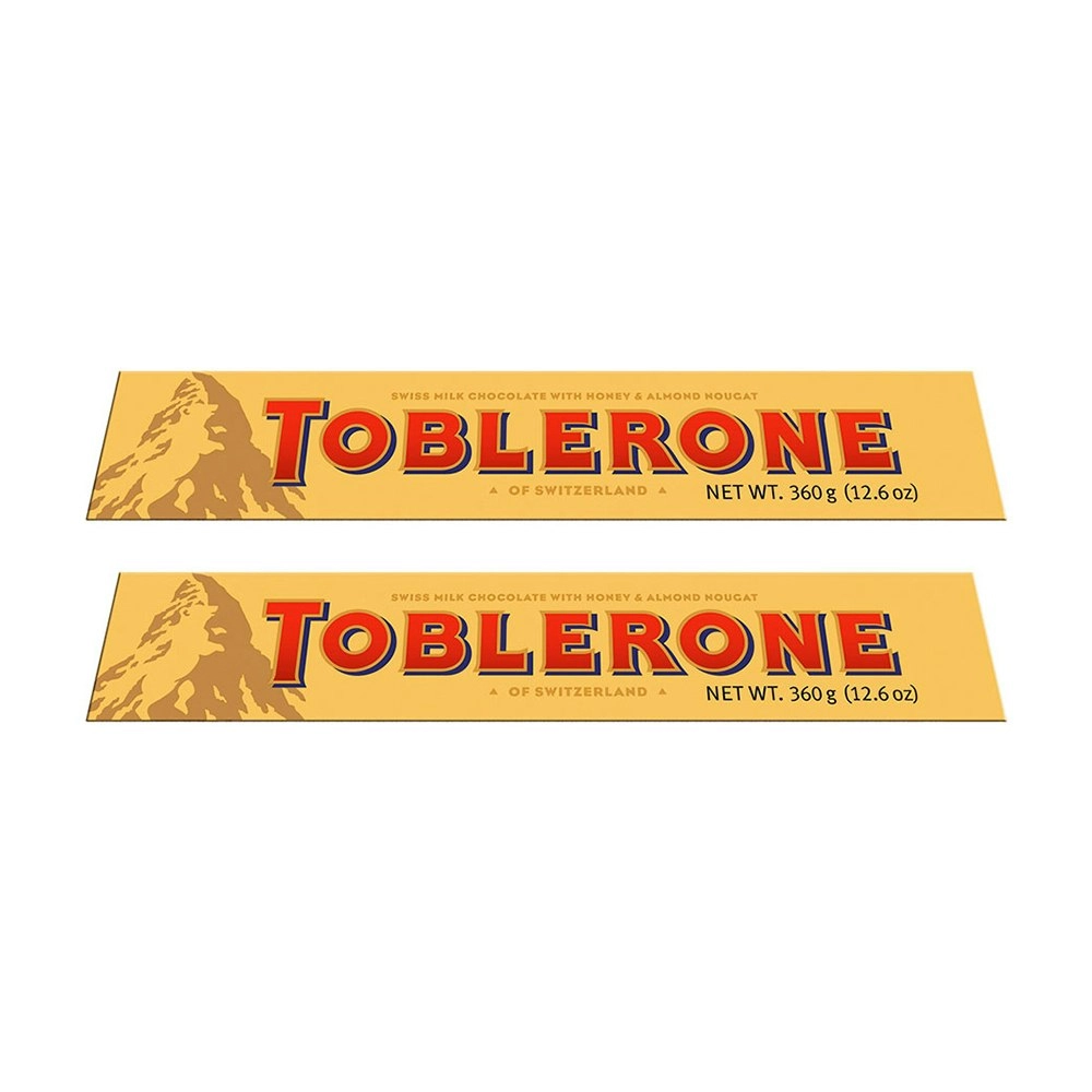 2x Toblerone 360g Swiss Milk Chocolate w/Honey & Almond Nougat Sweet Choco Snack