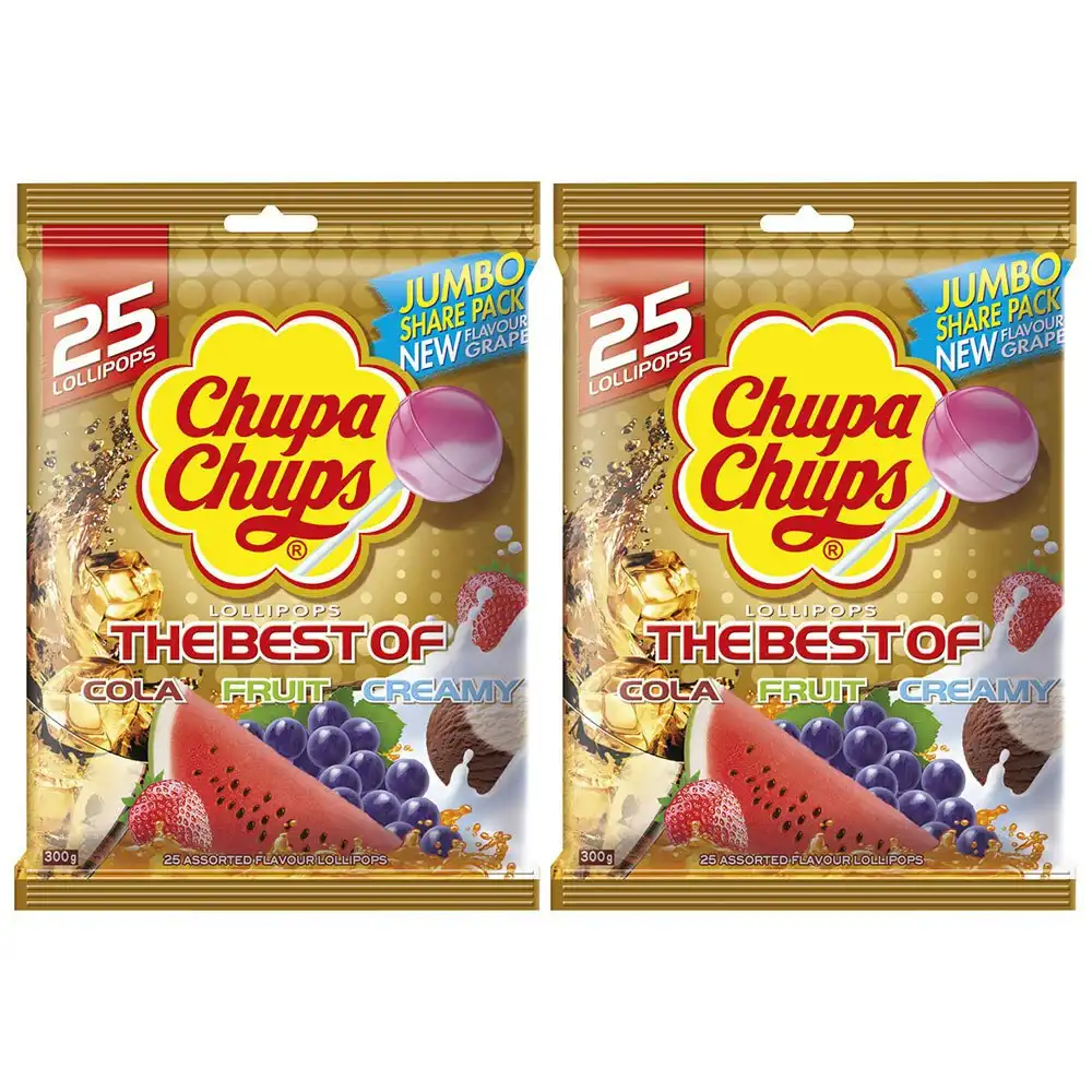 50pc Chupa Chups 600g The Best Of Bag Cola/Fruit/Creamy Lollipops Sweets/Candy