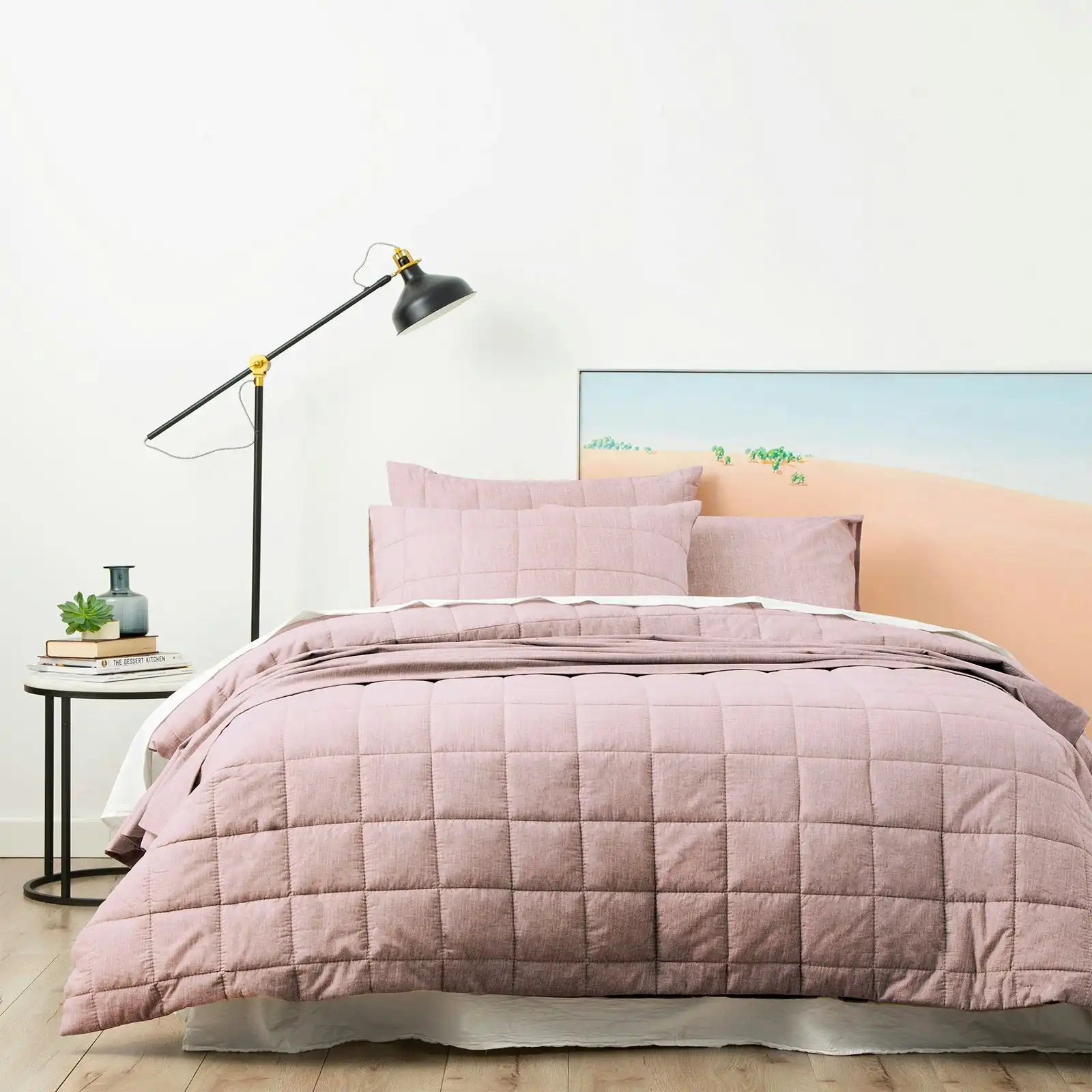 Paradis Chambray Quilted Quilt Cover Plum