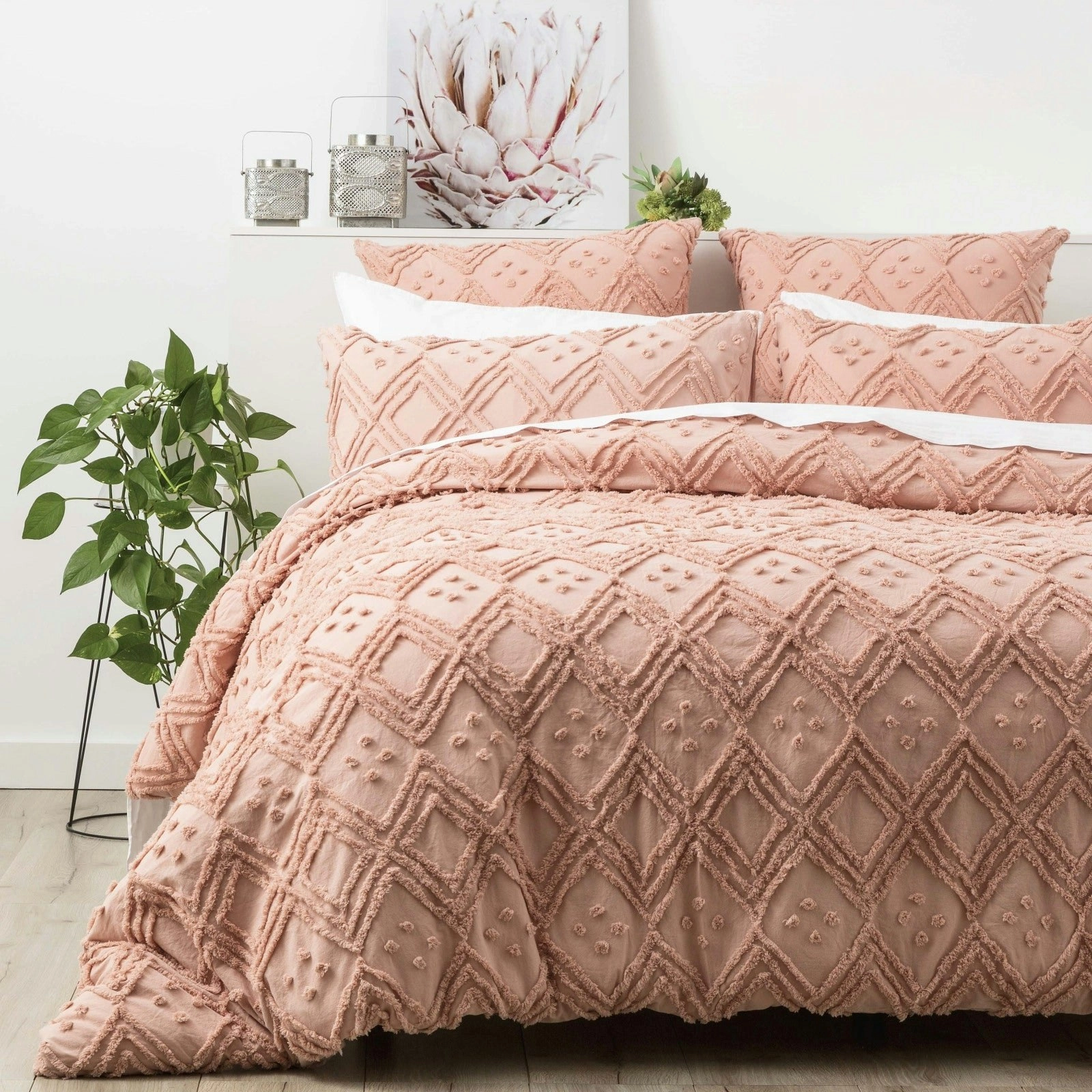 Medallion Vintage Tufted Quilt Cover Blush