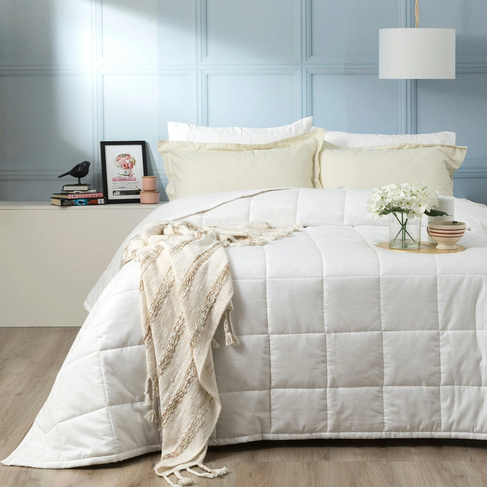 Checks Comforter sets Cotton Jacquard White