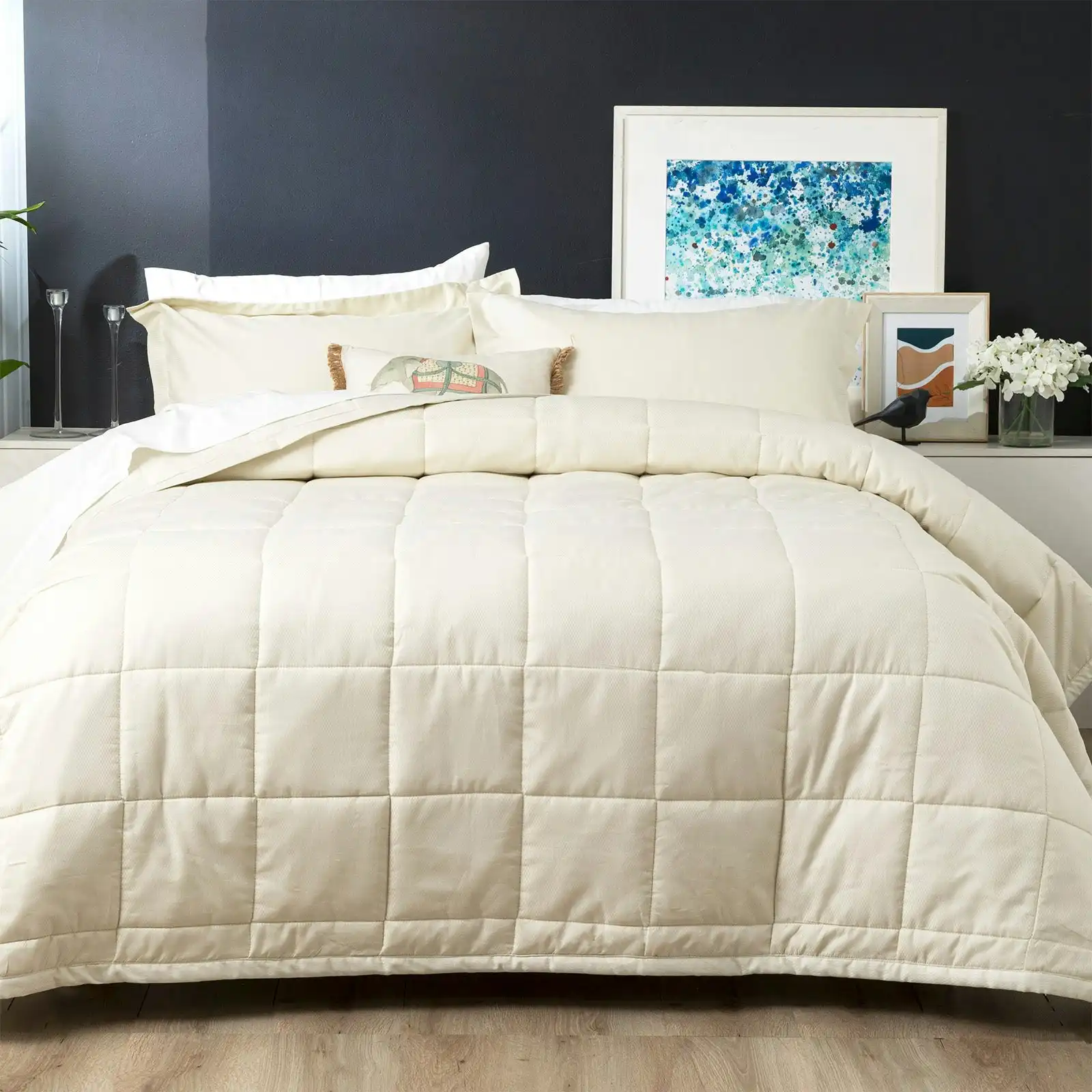 Checks Comforter sets Cotton Jacquard Ivory