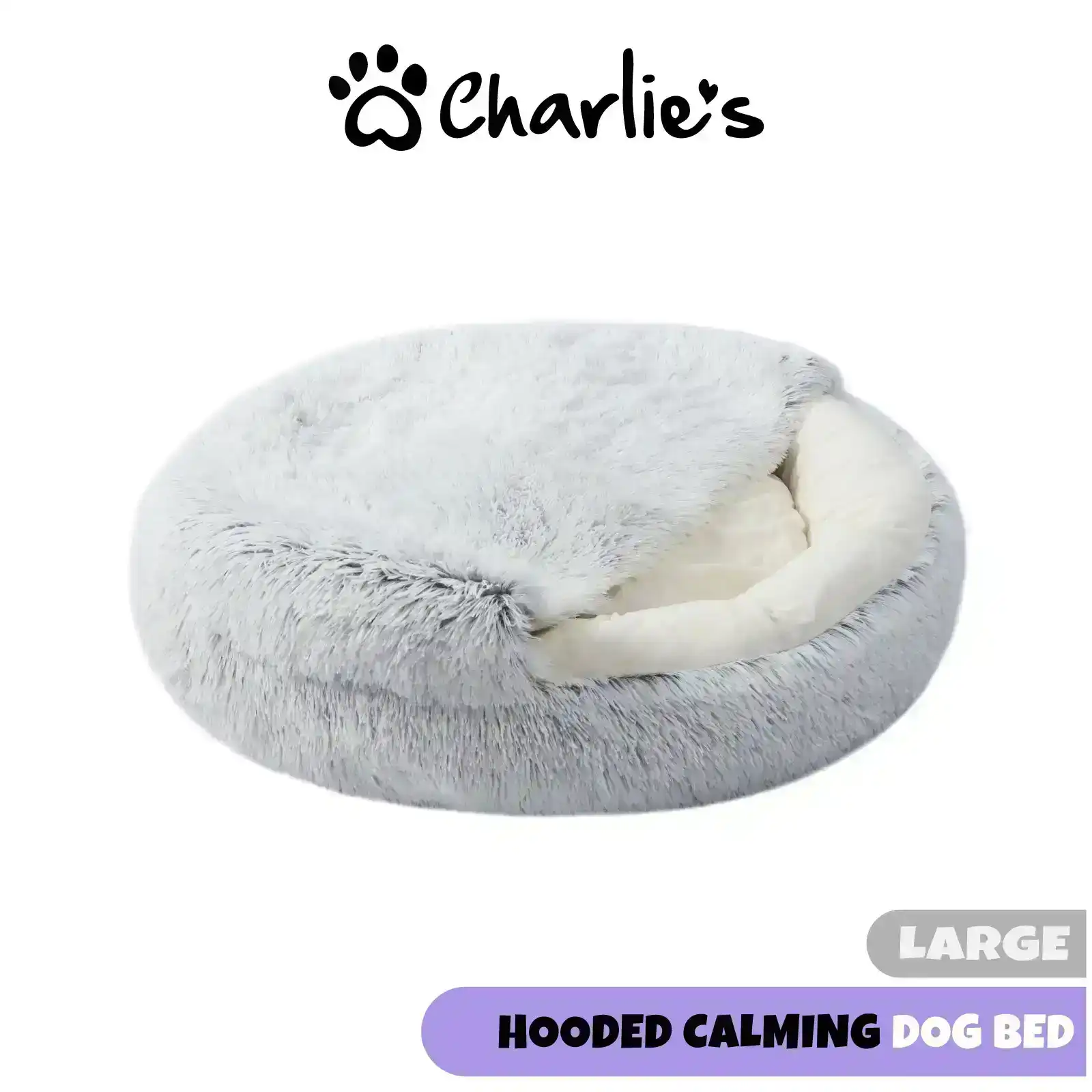 Charlie's Teddy Fleece Round Calming Dog Bed Cream Large