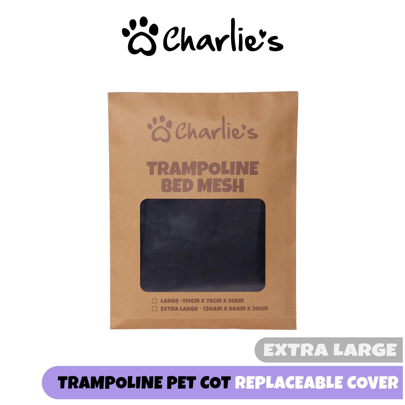 Charlie's Replaceable Cover for Elevated Trampoline Hammock Dog Bed Black Extra Large