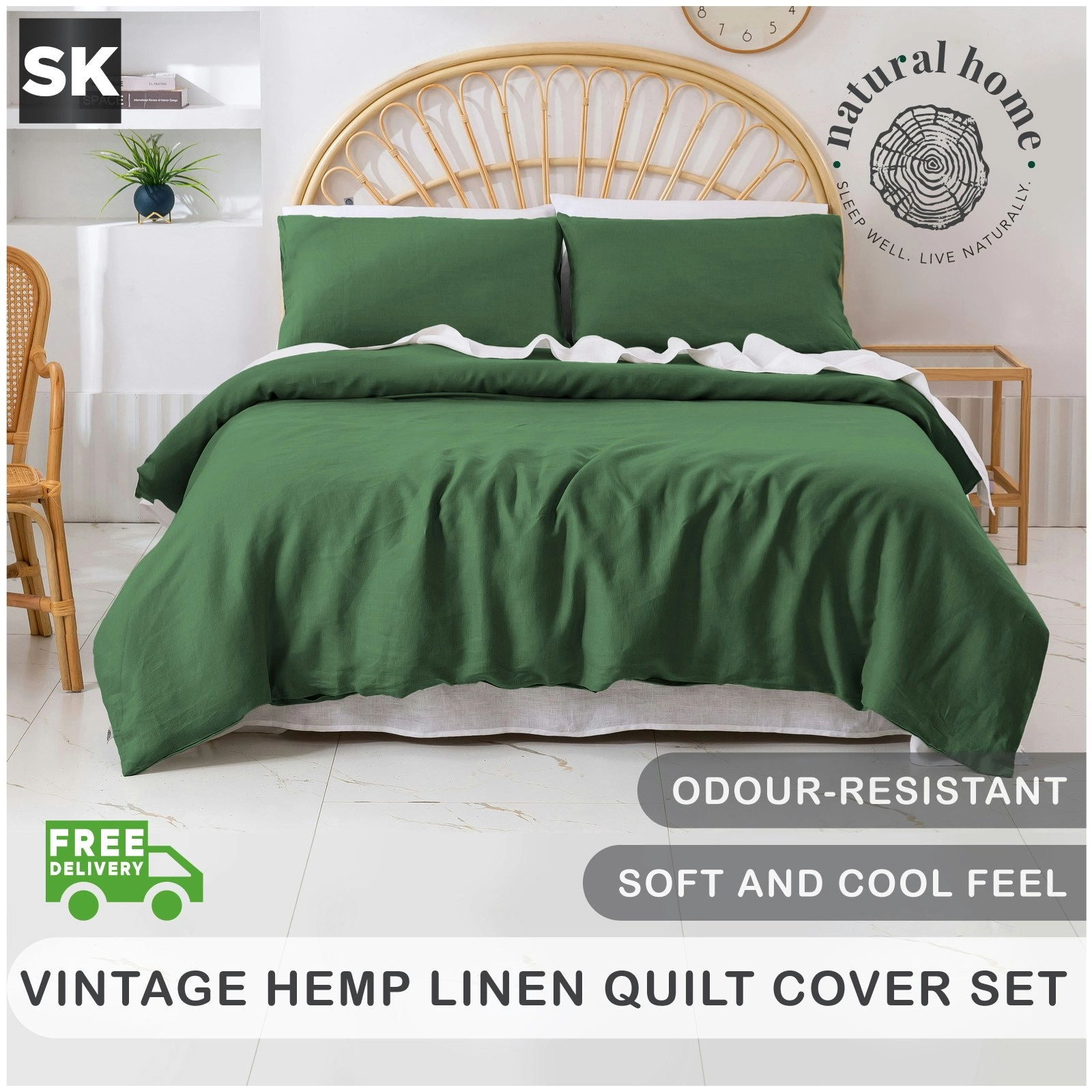 Natural Home Vintage Washed Hemp Linen Quilt Cover Set Eden Super King Bed