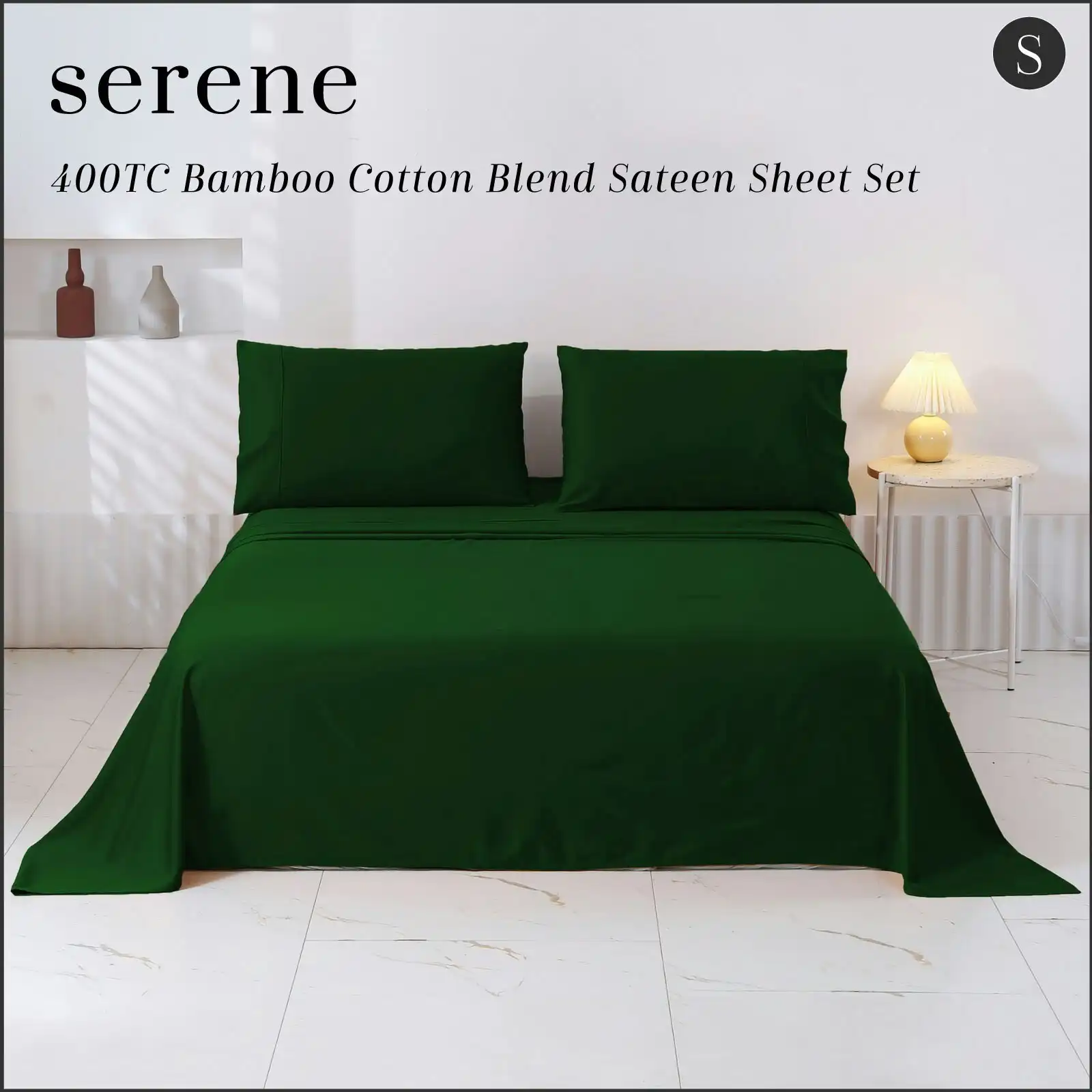 Serene 400TC Bamboo Cotton Blend Sateen Sheet Set EDEN Single Bed