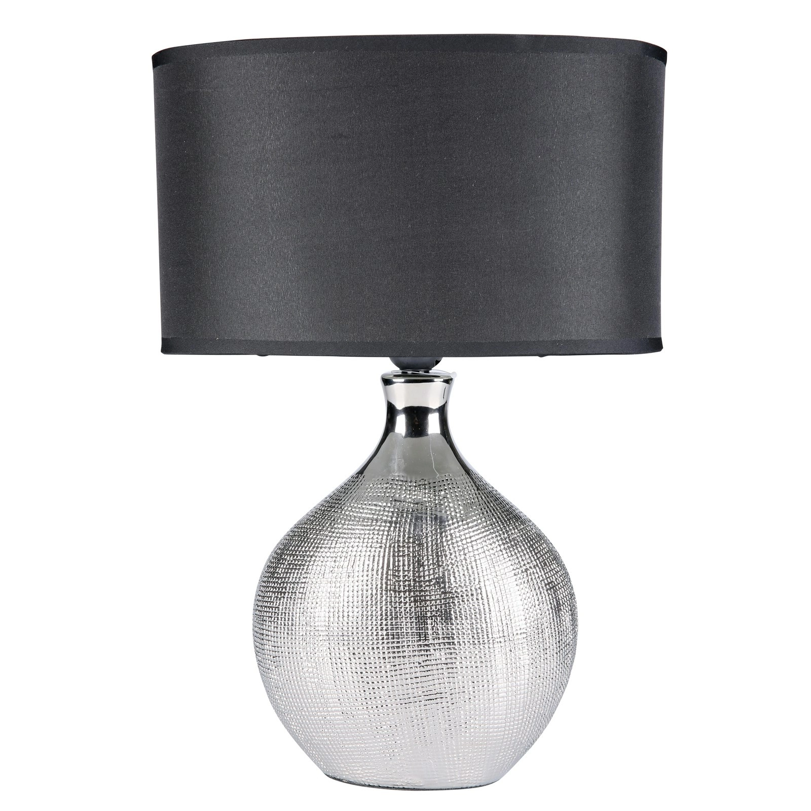 Sherwood Lighting Cosmo Contemporary Bedside Table Lamp Art Deco Textured Silver