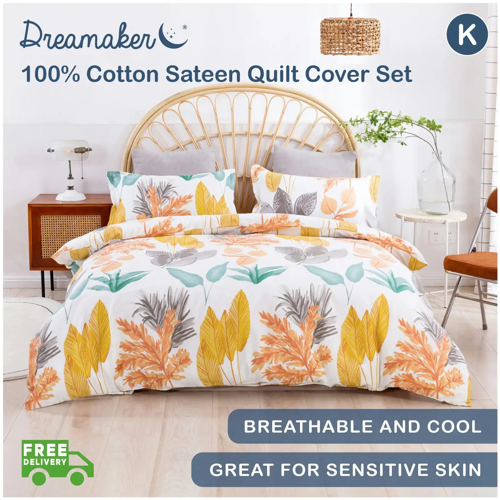 Dreamaker Printed Quilt Cover Set Autumn King Bed