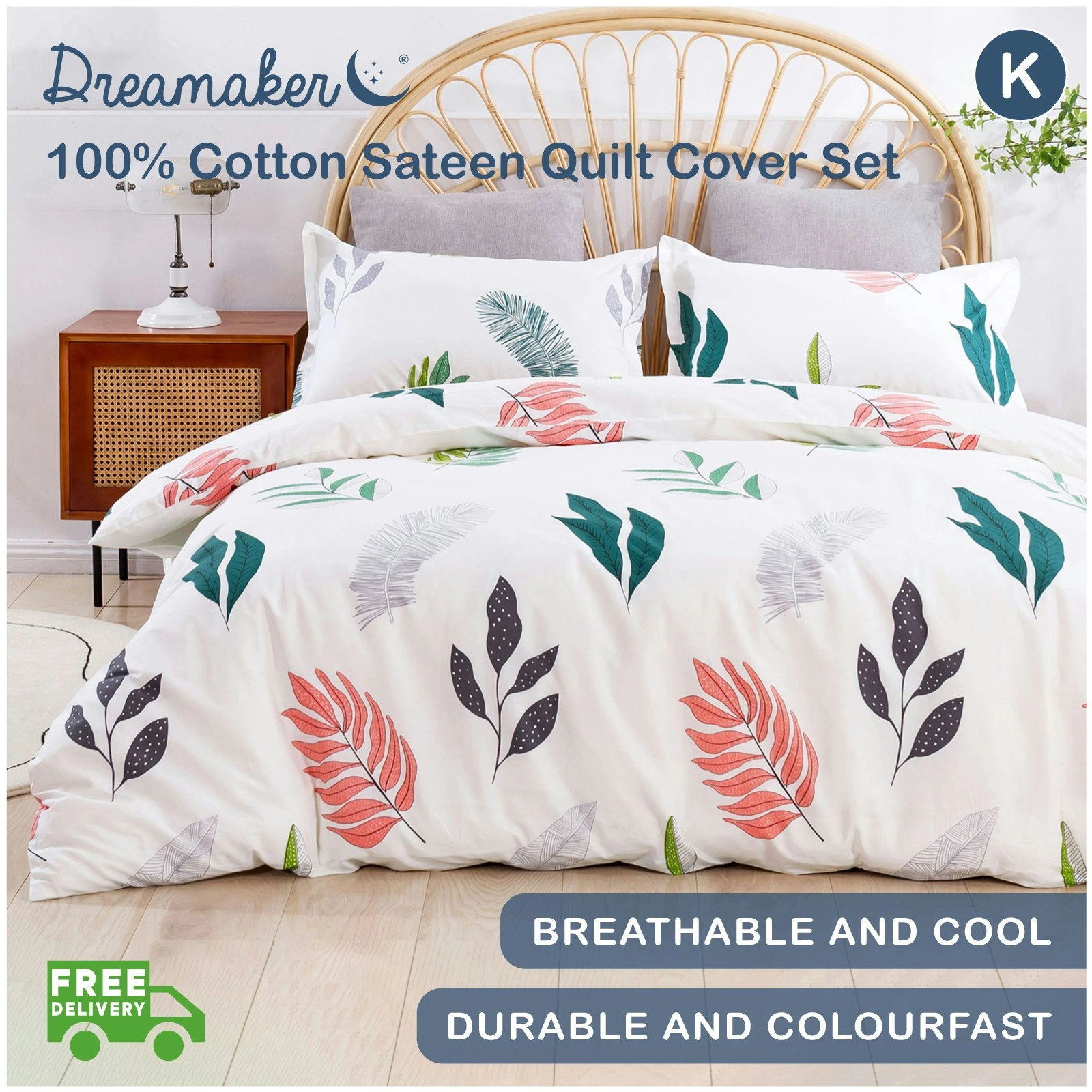 Dreamaker Printed Quilt Cover Set Undertint King Bed