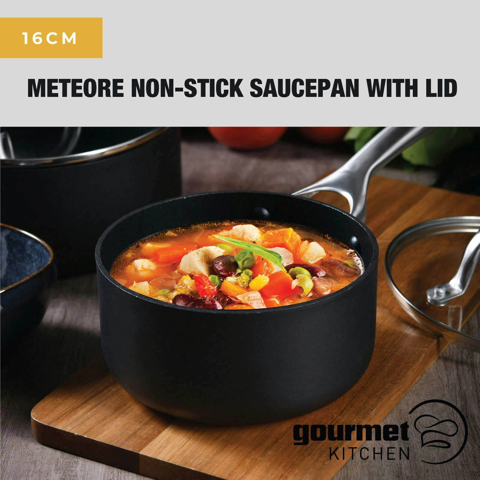 Gourmet Kitchen Meteore Non-Stick Saucepan with Flat Lid 16cm