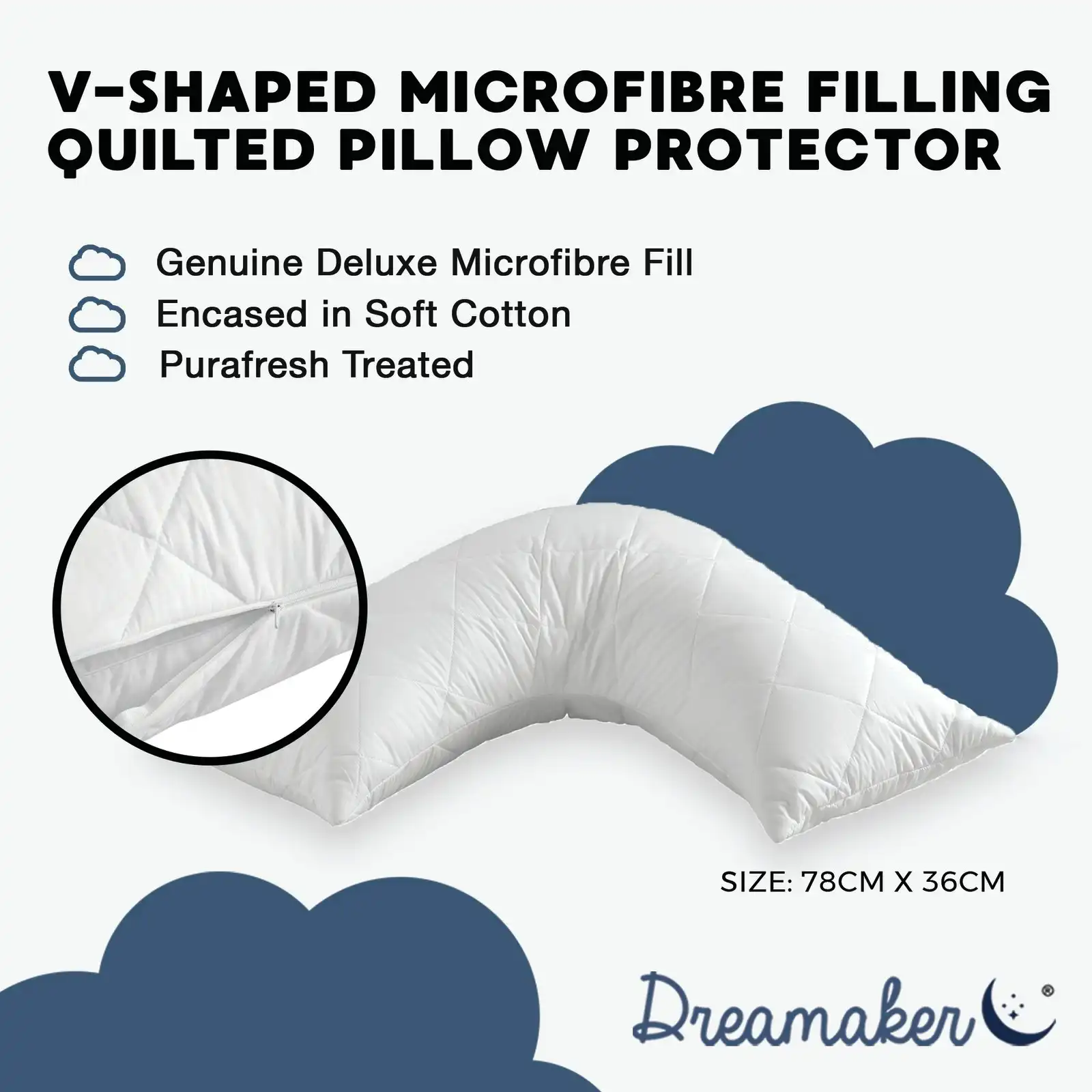 9009517 Dreamaker  V shape  quilted pillow protector