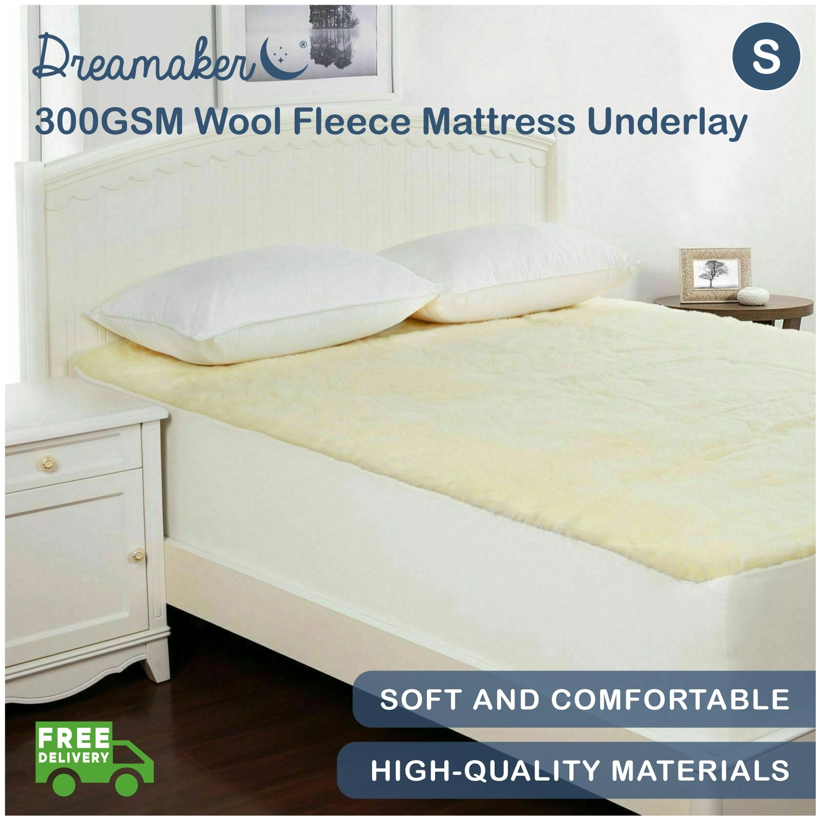 Dreamaker 300GSM Wool Fleece Mattress Underlay Single Bed