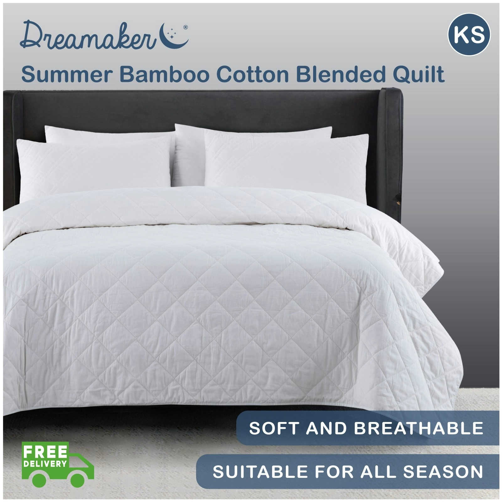 9009394 Dreamaker Lightweight Bamboo & Cotton Blend Quilt - King Single Bed