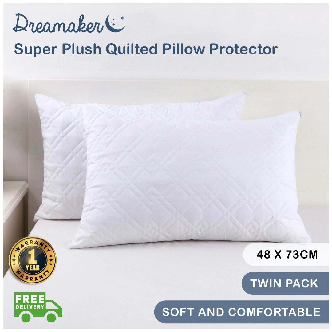 Dreamaker Super Plush Quilted Pillow Protector 48 x 73cm (2 Pack)