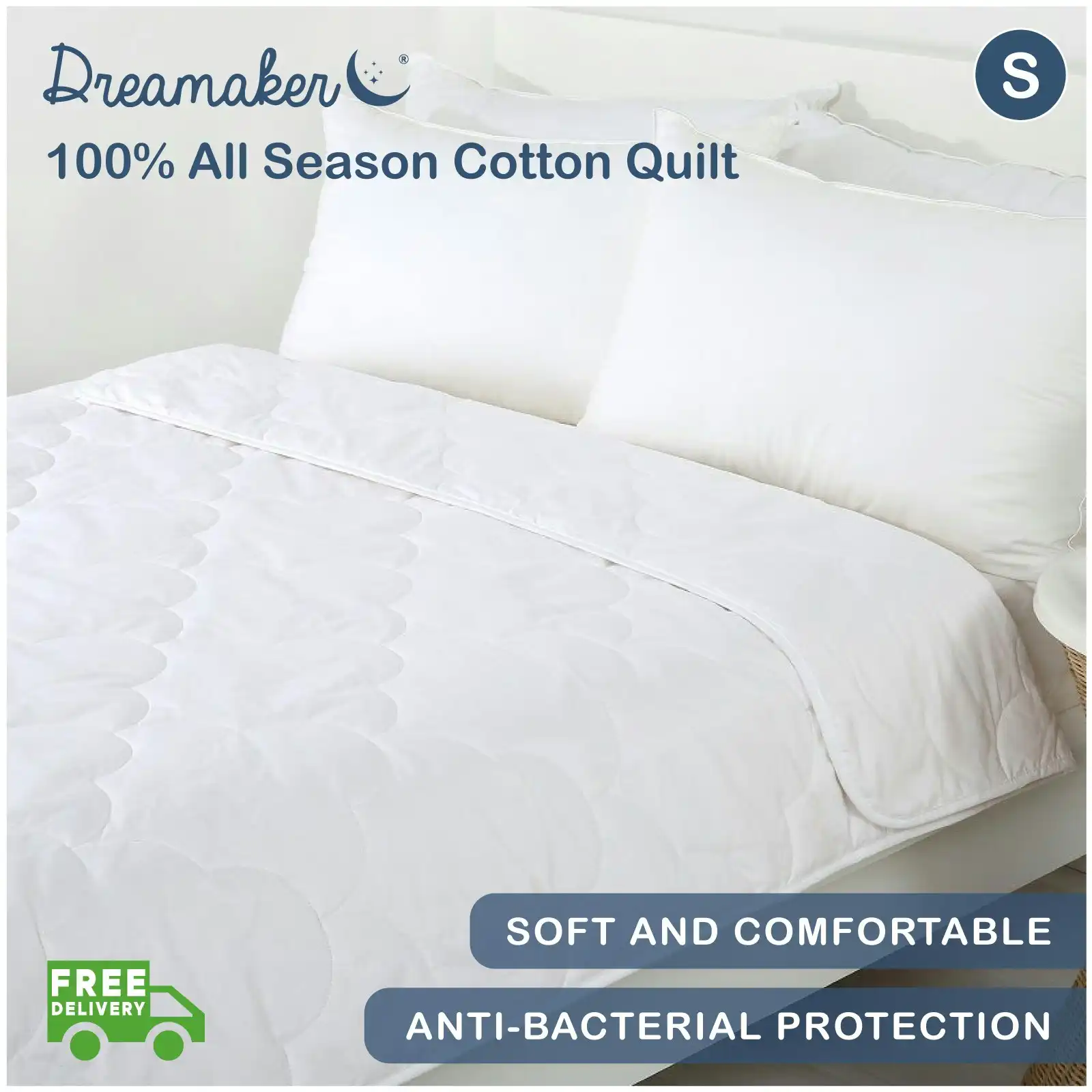 Dreamaker 100% All Season Cotton Quilt - Single Bed