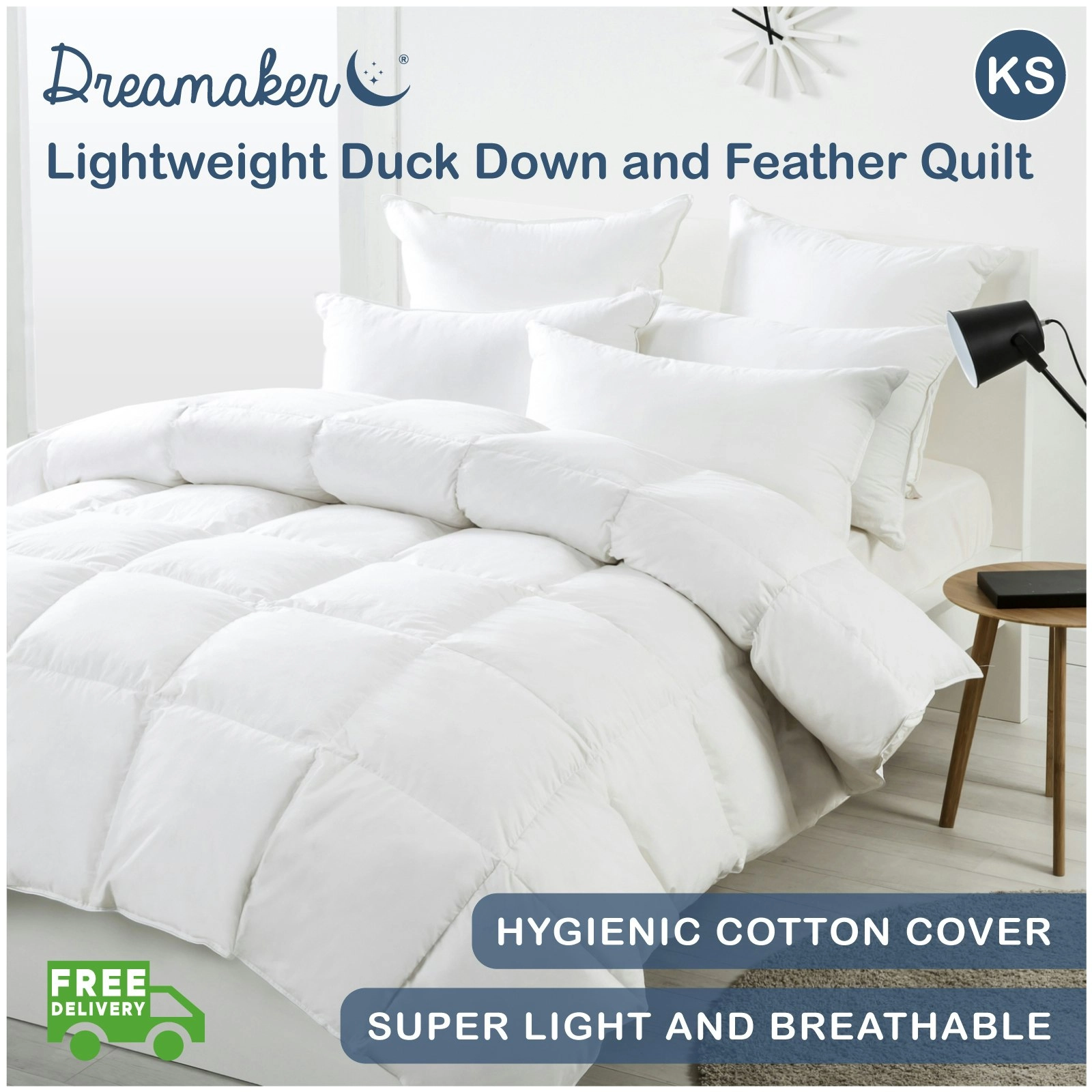 Dreamaker Lightweight Duck Down Quilt King Single Bed