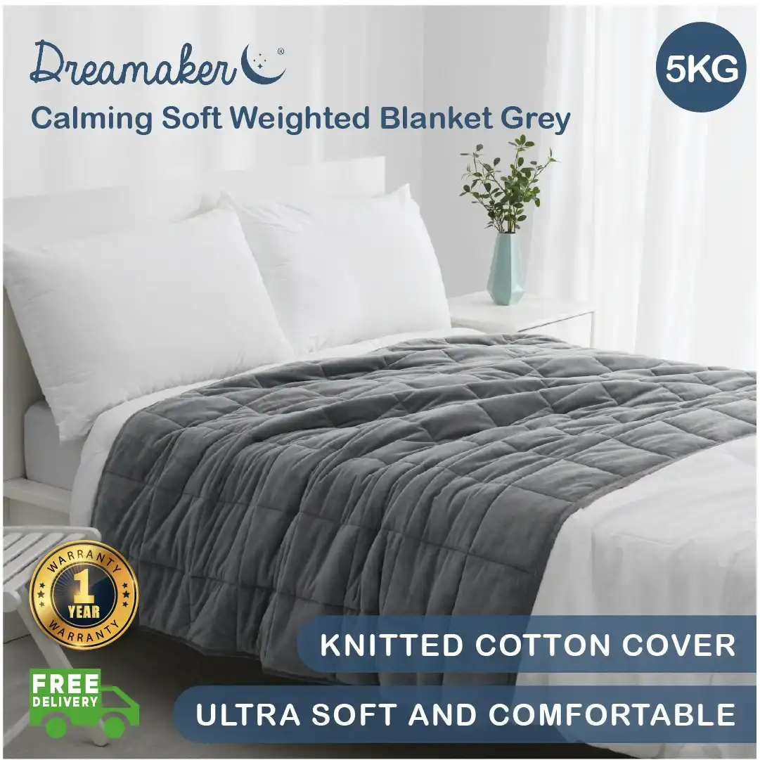 Dreamaker Calming Soft Weighted Blanket Grey 122x183cm 5kg