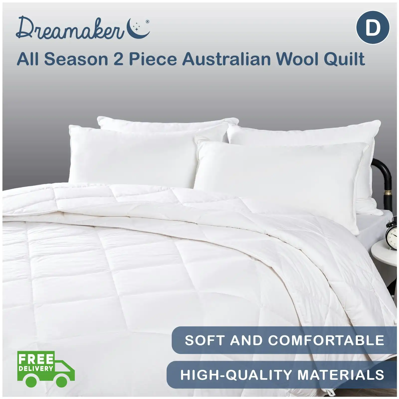 Dreamaker All Season 2 Piece Australian Wool Quilt - Double Bed