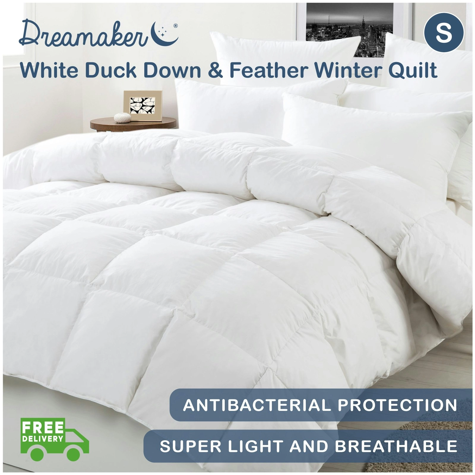 Dreamaker 50/50 White Duck Down & Feather Winterweight Quilt - Single Bed