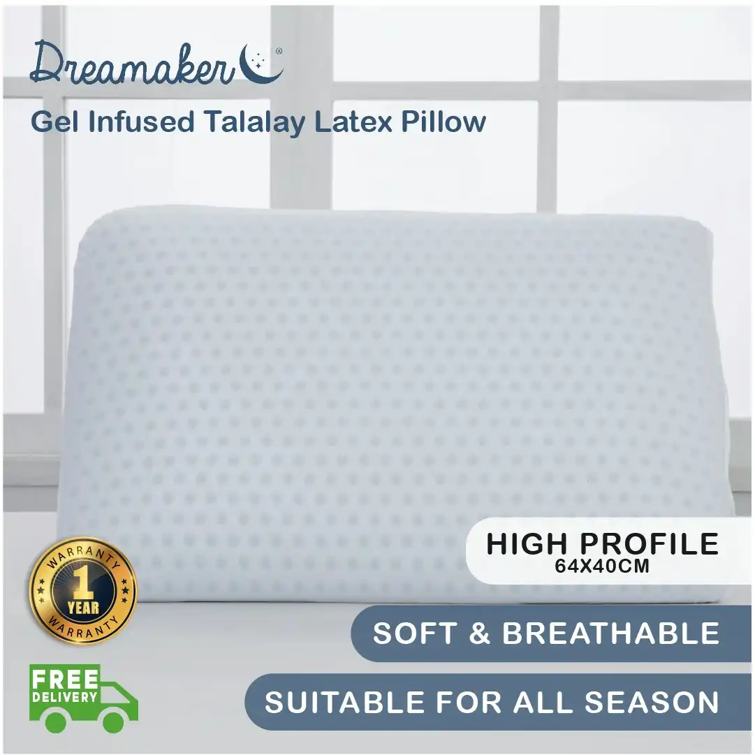 Dreamaker Gel Infused Talalay Latex Pillow High Profile 62x40cm