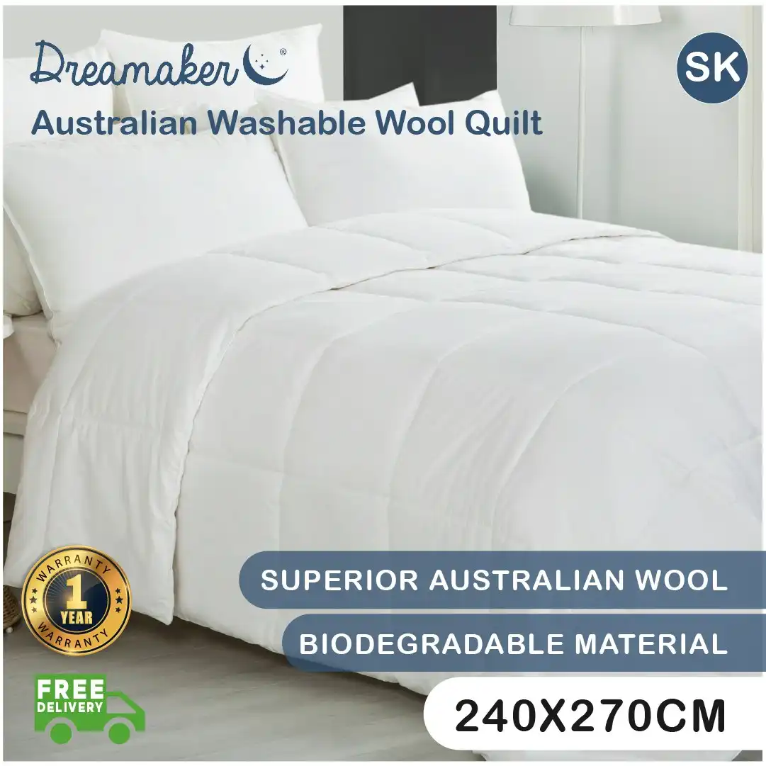 Dreamaker 500GSM Australian Washable Wool Quilt Super King Bed