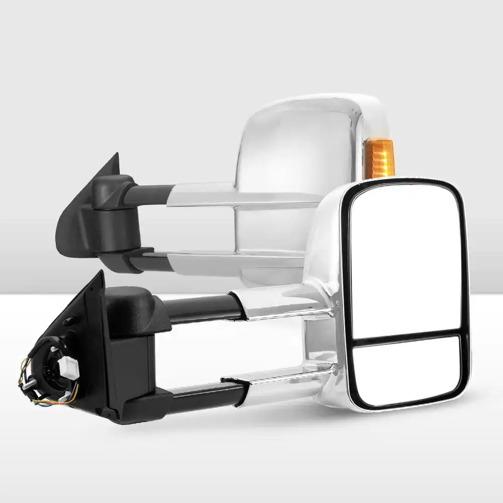 San Hima Extendable Towing Mirrors fit Nissan Navara D23 NP300 2015-On Chrome