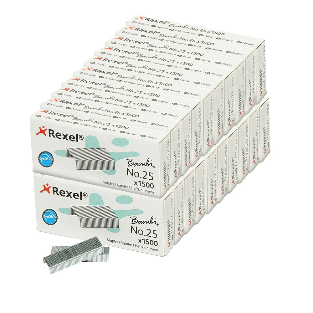 20x 1500 Rexel Steel Stationery Staples NO.25 4mm Refill Office for Stapler