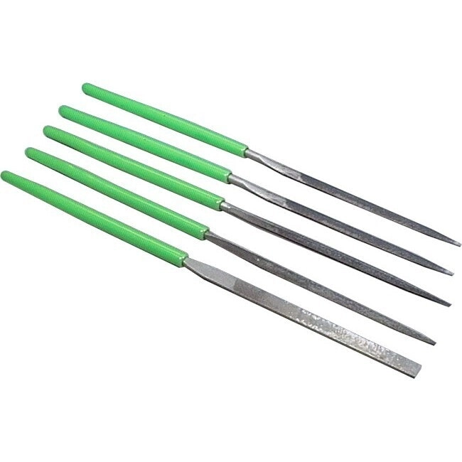 5pc Proskit NFS5 Needle File Set 8PK-605A Flat/Square/Triangular/Half-Round GRN