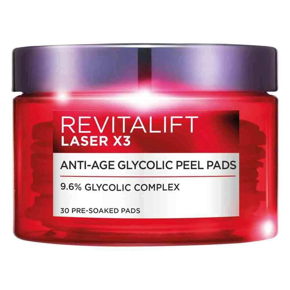 30pc Loreal Revitalift Laser Renew Anti-Ageing Glycolic Skin Care Peel Pads