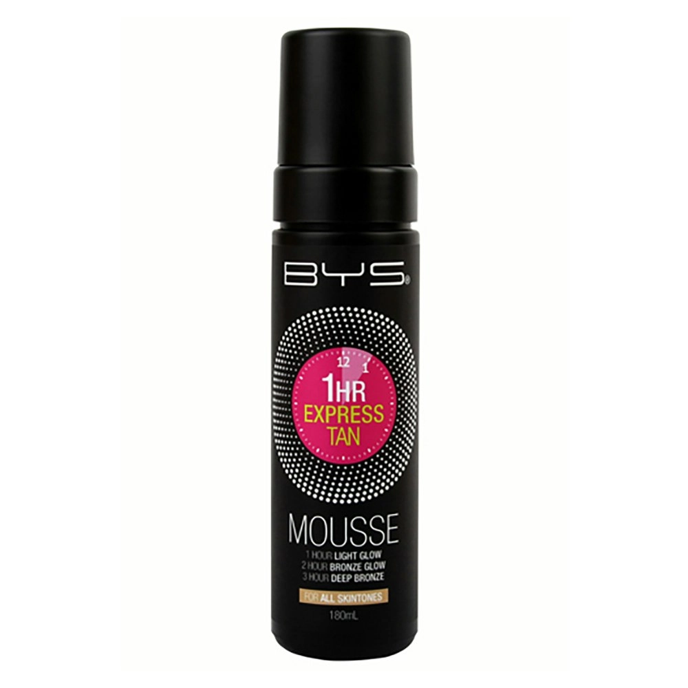 BYS 1 Hour Express Tan Mousse All Skin Tones Makeup Light Glow/Deep Bronze 180ml