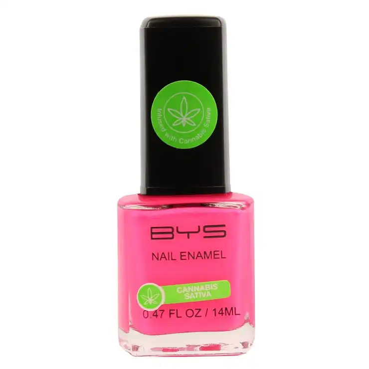 BYS Nail Polish W/Cannabis Sativa Oil Enamel Lacquer Gloss Quick Dry 14ml Pink