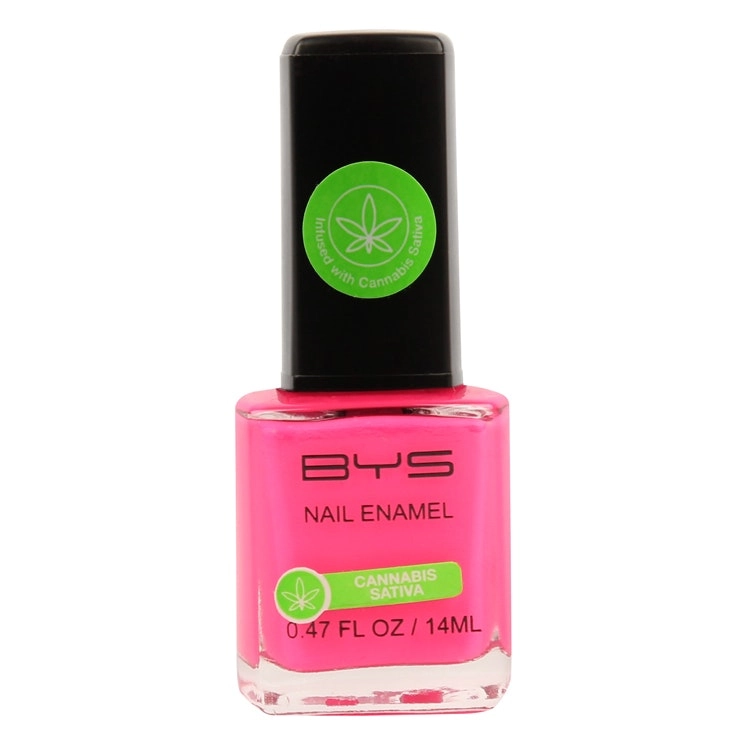 BYS Nail Polish W/Cannabis Sativa Oil Enamel Lacquer Gloss Quick Dry 14ml Pink