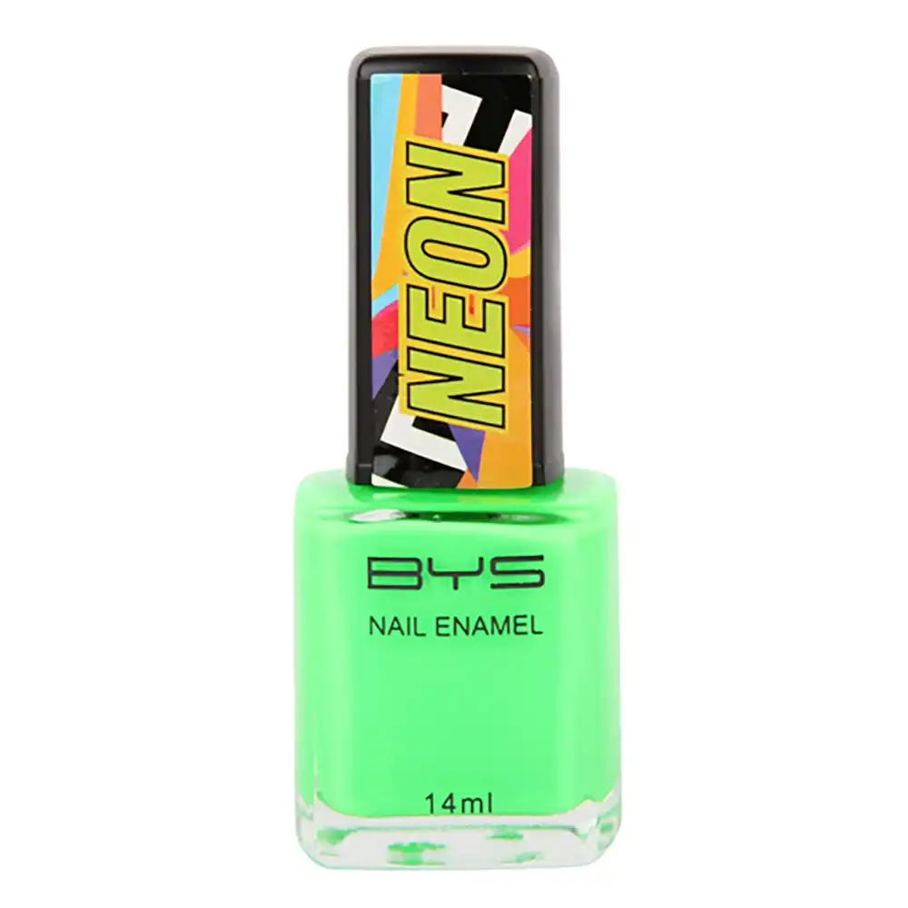 BYS Neon Nail Polish Gizmo Green Enamel Lacquer Long Wearing Quick Dry 14ml