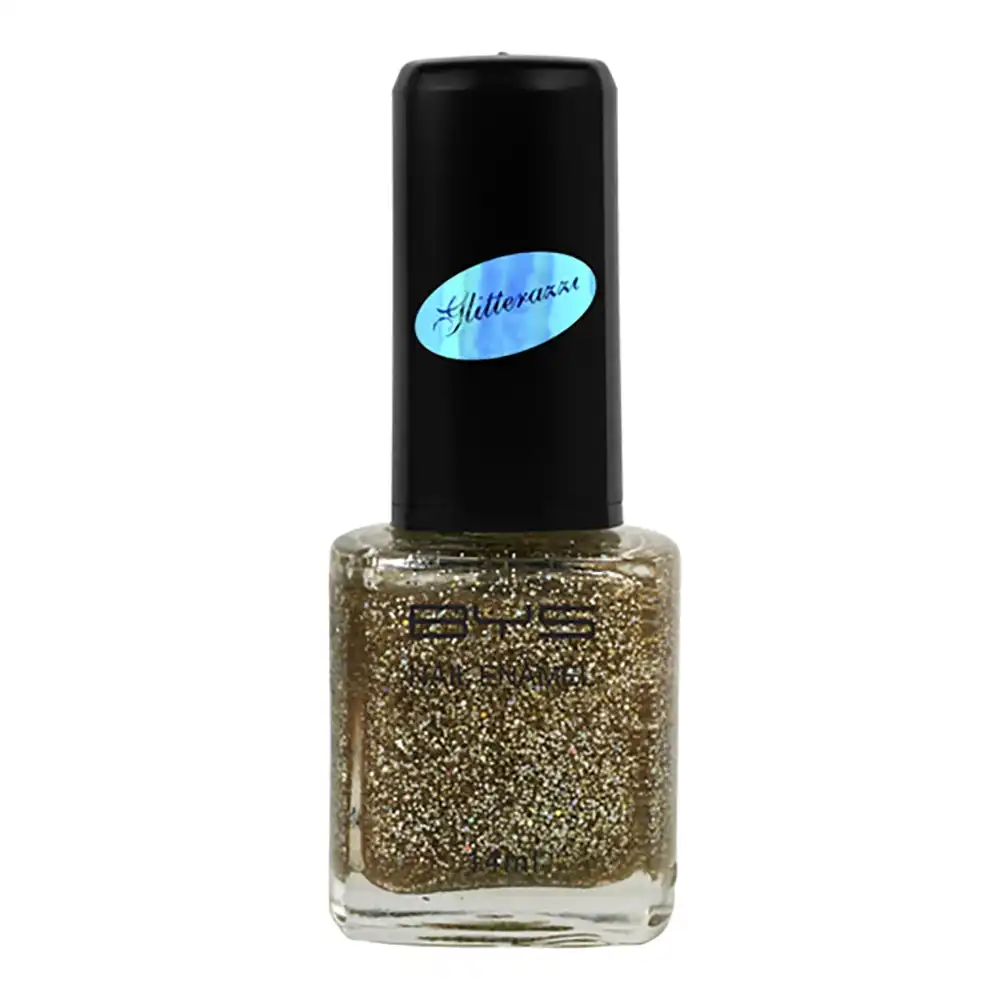 BYS Glitterazzi Gold Finger Nail Polish Enamel Lacquer Glitter Quick Dry 14ml