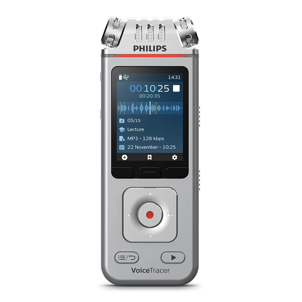 Philips VoiceTracer Audio/Voice Recorder for Lectures w/ 3 Microphone Silver